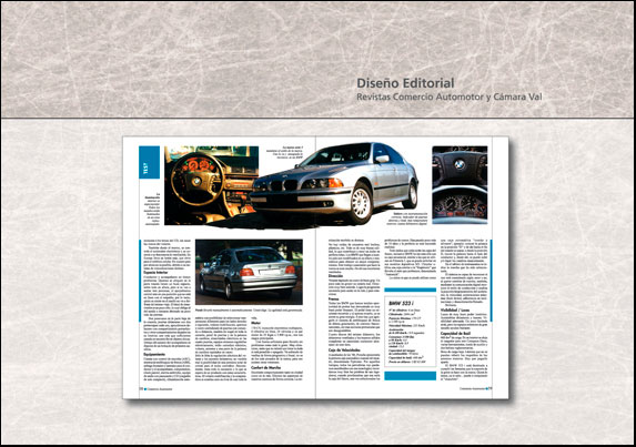Revista Comercio Automotor. Doble página de la sección Test.